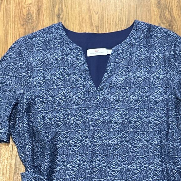 Vineyard Vines Dress Womens 6 Silk Rayon Blue Floral Print Wrap Lined - Picture 2 of 10